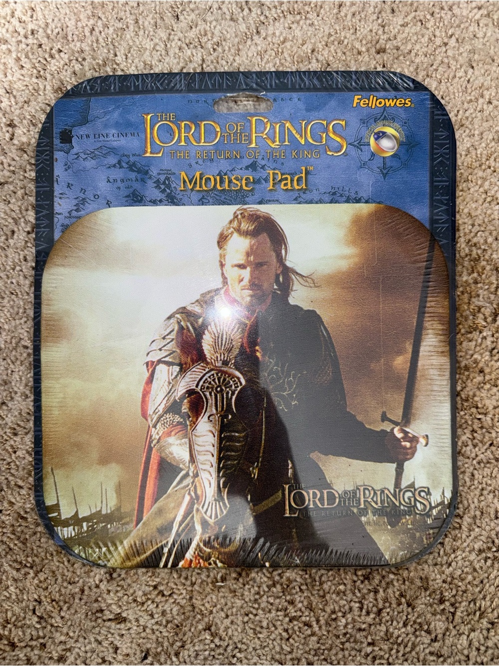 New Sealed Lord of the Rings Return of the King Aragorn Mouse Pad Fellowes